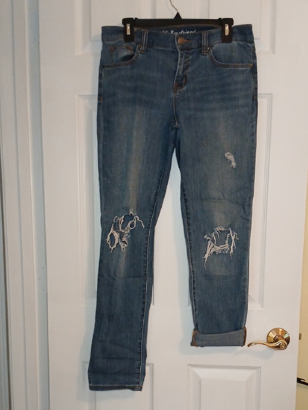 Victoria's Secret Distressed Boyfriend Blue Jeans Womens 6